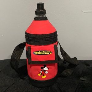 NOS Mickey Mouse Water Bottle With Neoprene Insulator, Pocket, & Shoulder Strap